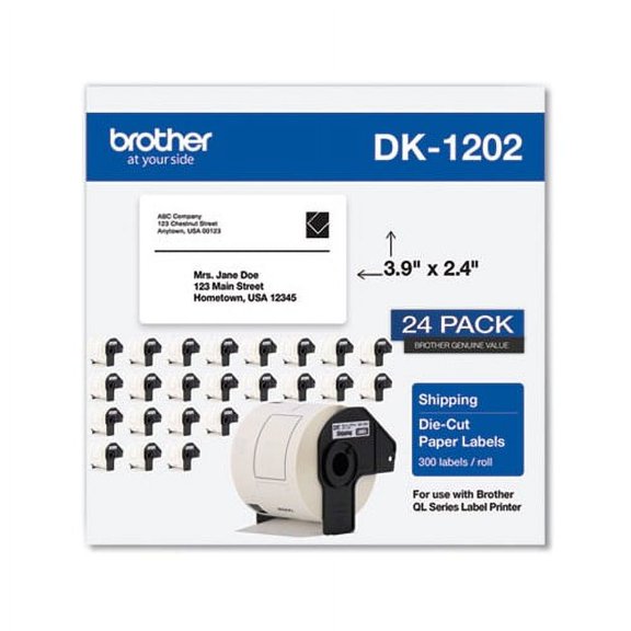 Die-Cut Shipping Labels 2.4 x 3.9, White, 300/Roll, 24 Rolls/Pack