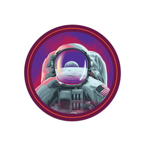 Die Cut Sticker Because, Science Collection, Astronaut, Moon Reflection, Contour Vinyl Sticker 3 to 6 inches, (Waterproof Decal for Cars, Water Bottles, Laptops, Coolers), Large