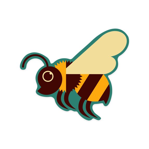 Die Cut Sticker Bee, Geometric, Contour Vinyl Sticker 3 to 6 inches, (Waterproof Decal for Cars, Water Bottles, Laptops, Coolers), Large