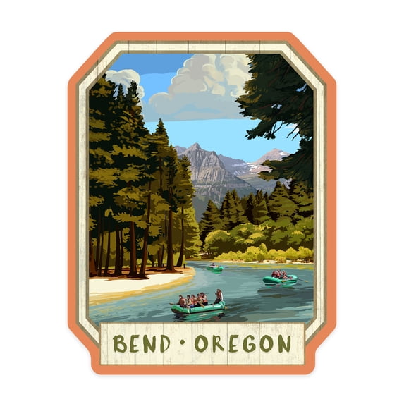 Die Cut Sticker Bend, Oregon, River Rafting, Contour Vinyl Sticker 1 to 3 inches (Waterproof Decal for Cars, Water Bottles, Laptops, Coolers), Small