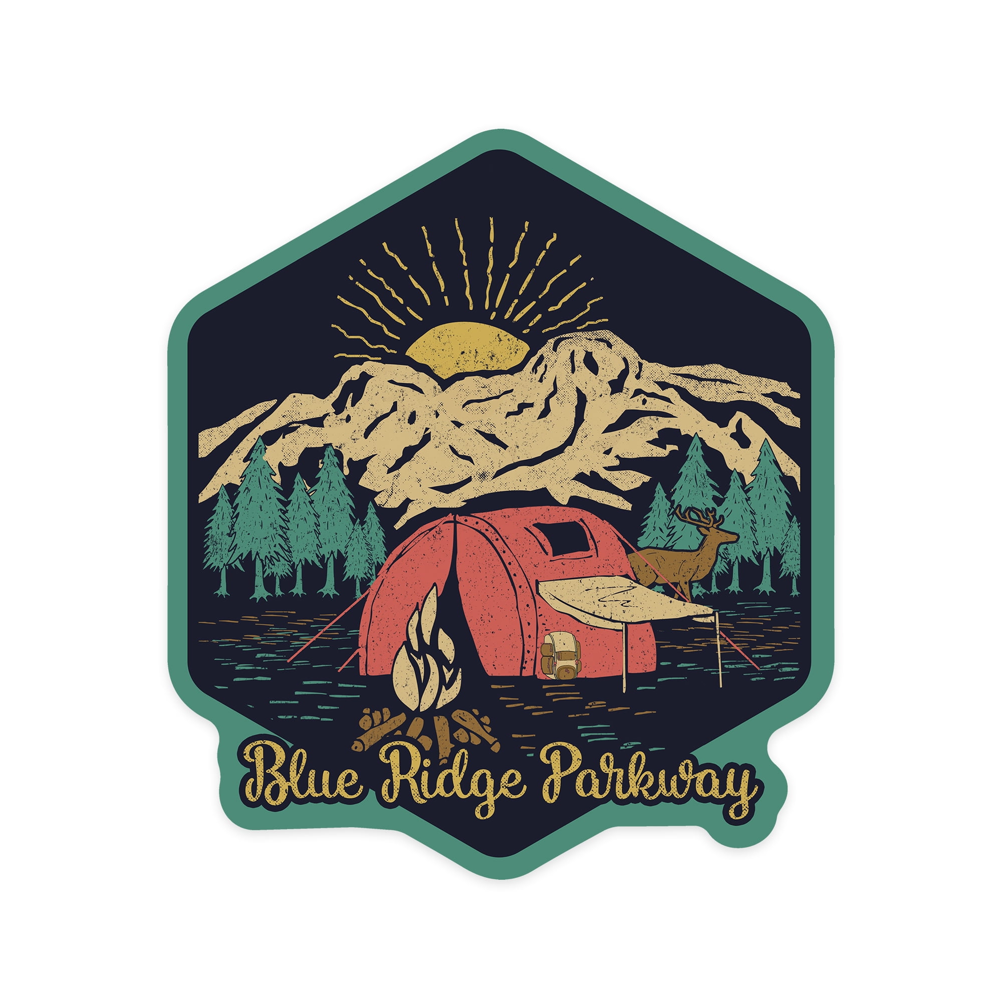Die Cut Sticker Blue Ridge Parkway, Camping Scene, Contour Vinyl ...