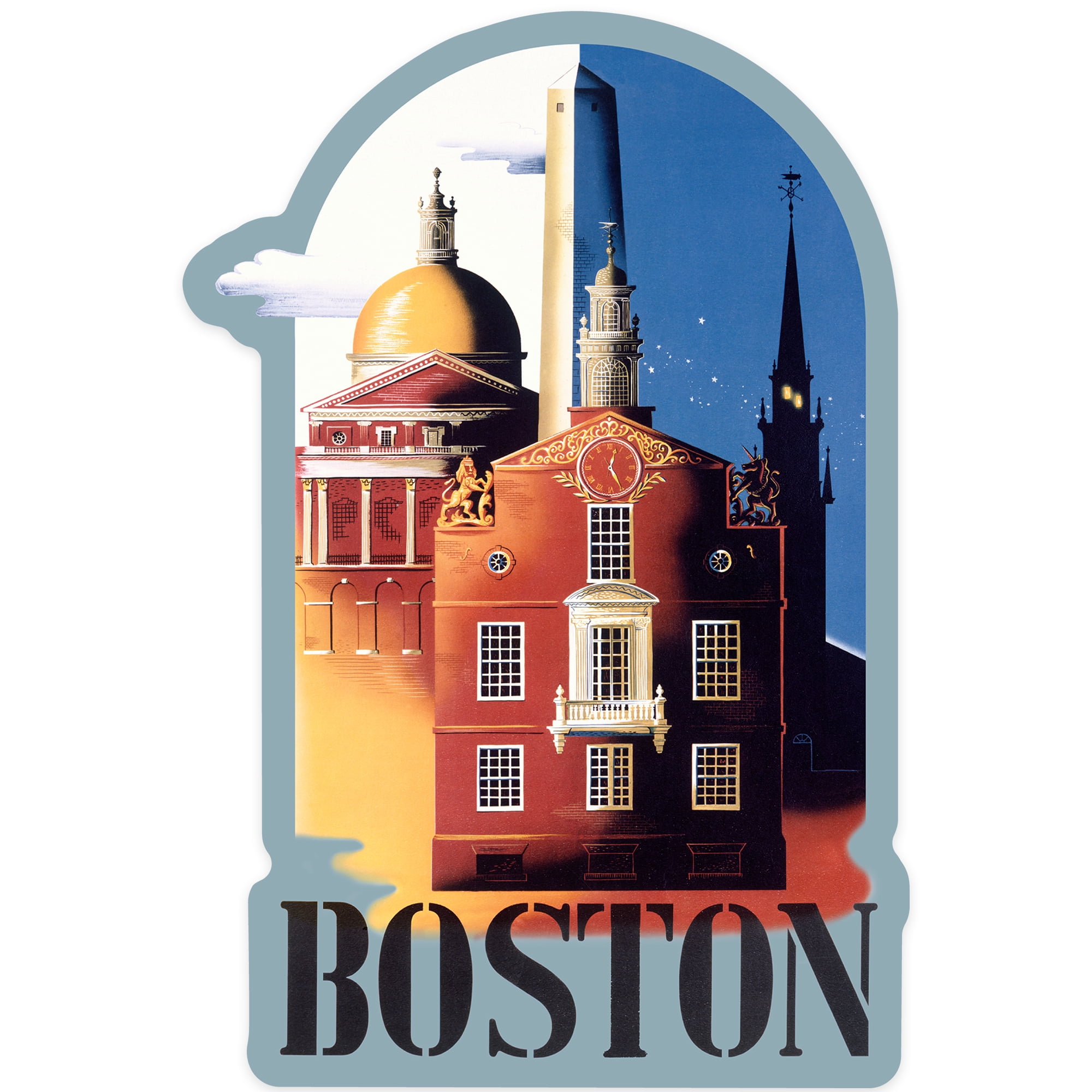 Die Cut Sticker Boston, Massachusetts, Iconic Buildings, Contour ...