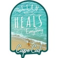 thumbnail image 1 of Die Cut Sticker Cape Cod, Massachusetts, Ocean Water Heals Everything, Surfer on Beach, Contour Vinyl Sticker 1 to 3 inches (Waterproof Decal for Cars, Water Bottles, Laptops, Coolers), Small, 1 of 5
