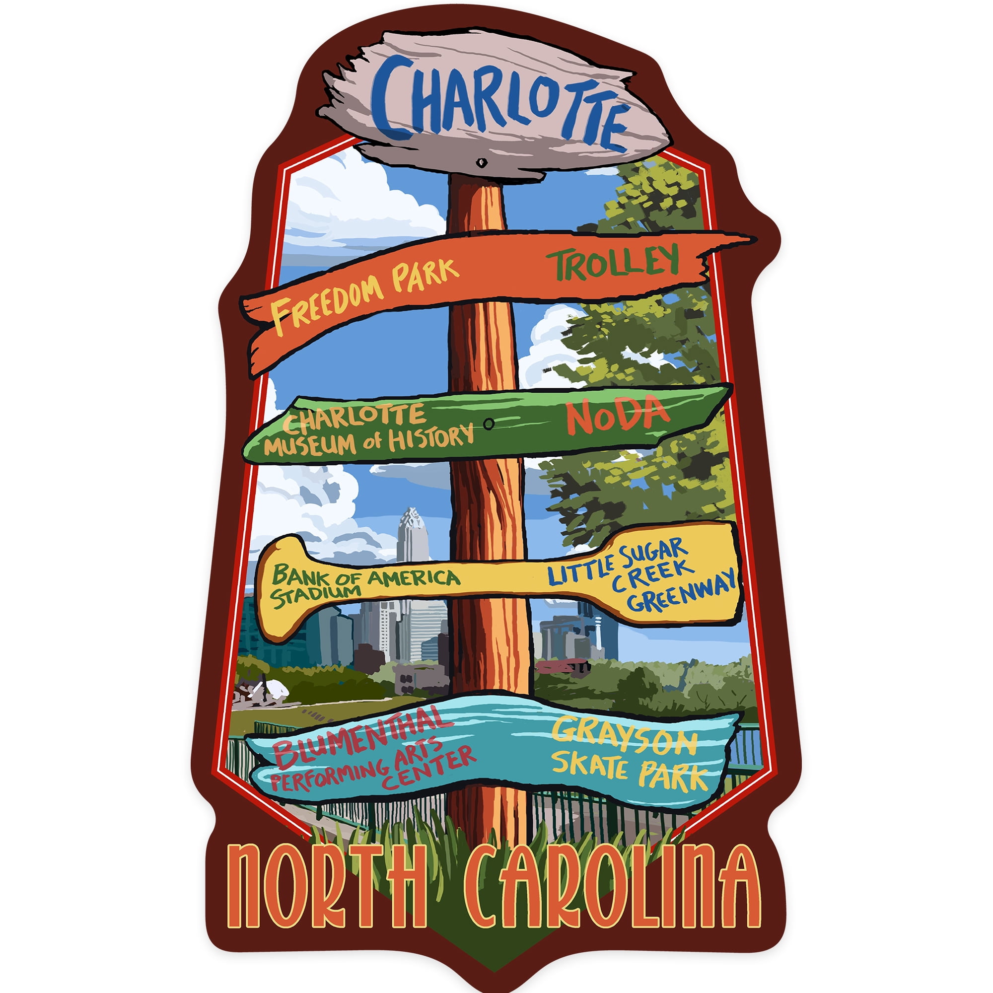 Signpost Stickers Die Cut Sticker Charlotte, North Carolina, Signpost Destinations ...
