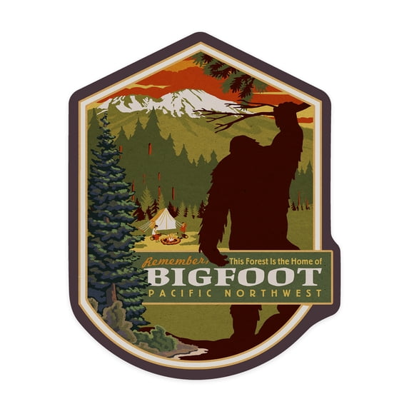 Die Cut Sticker Chelan, Washington, Lake Chelan, Home of Bigfoot, Contour Vinyl Sticker 3 to 6 inches, (Waterproof Decal for Cars, Water Bottles, Laptops, Coolers), Large