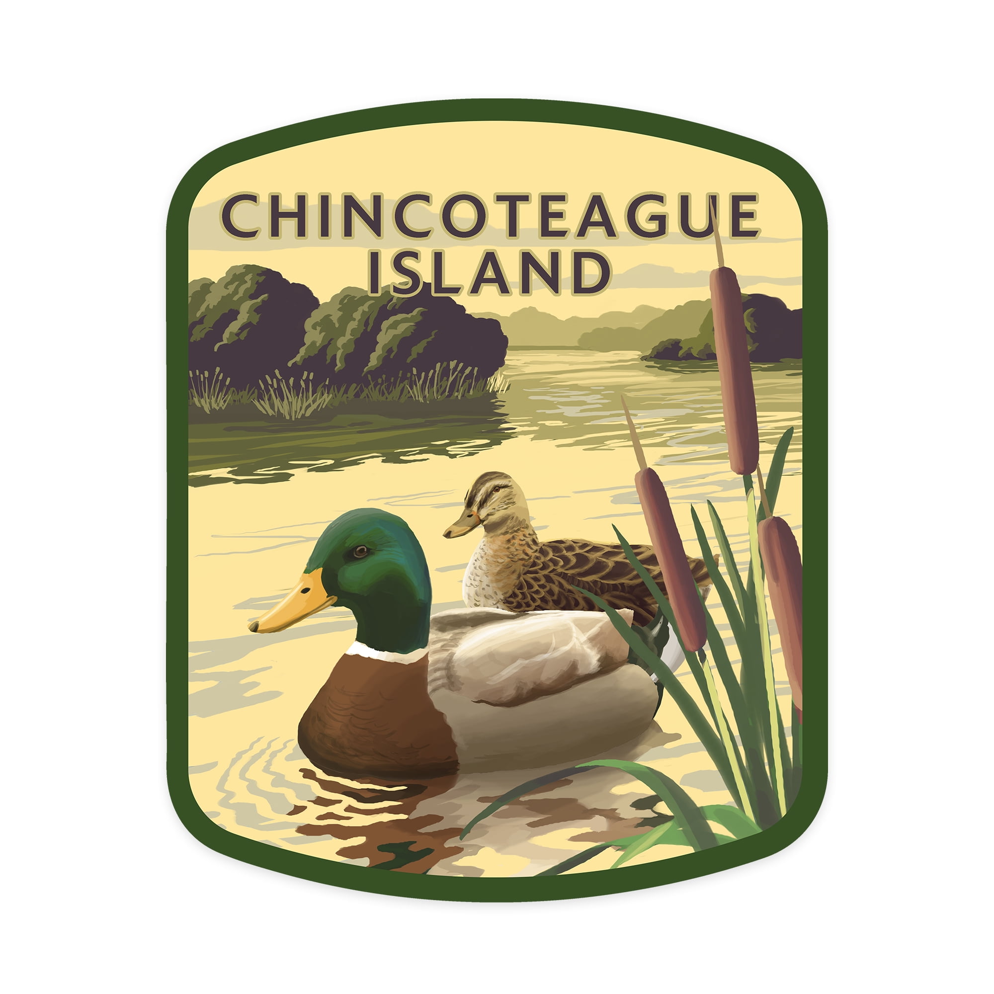 Chincoteague Island Vinyl Die-Cut Sticker – Horses & Dunes Design, Waterproof Decal