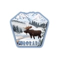 thumbnail image 1 of Die Cut Sticker Colorado, Moose, Winter Scene, Contour Vinyl Sticker 3 to 6 inches, (Waterproof Decal for Cars, Water Bottles, Laptops, Coolers), Large, 1 of 5