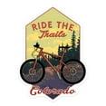 thumbnail image 1 of Die Cut Sticker Colorado, Ride the Trails, Mountain Bike, Contour Vinyl Sticker 3 to 6 inches, (Waterproof Decal for Cars, Water Bottles, Laptops, Coolers), Large, 1 of 5
