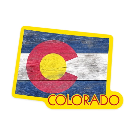 Die Cut Sticker Colorado State Flag, Rustic Painting, Contour Vinyl Sticker 3 to 6 inches, (Waterproof Decal for Cars, Water Bottles, Laptops, Coolers), Large