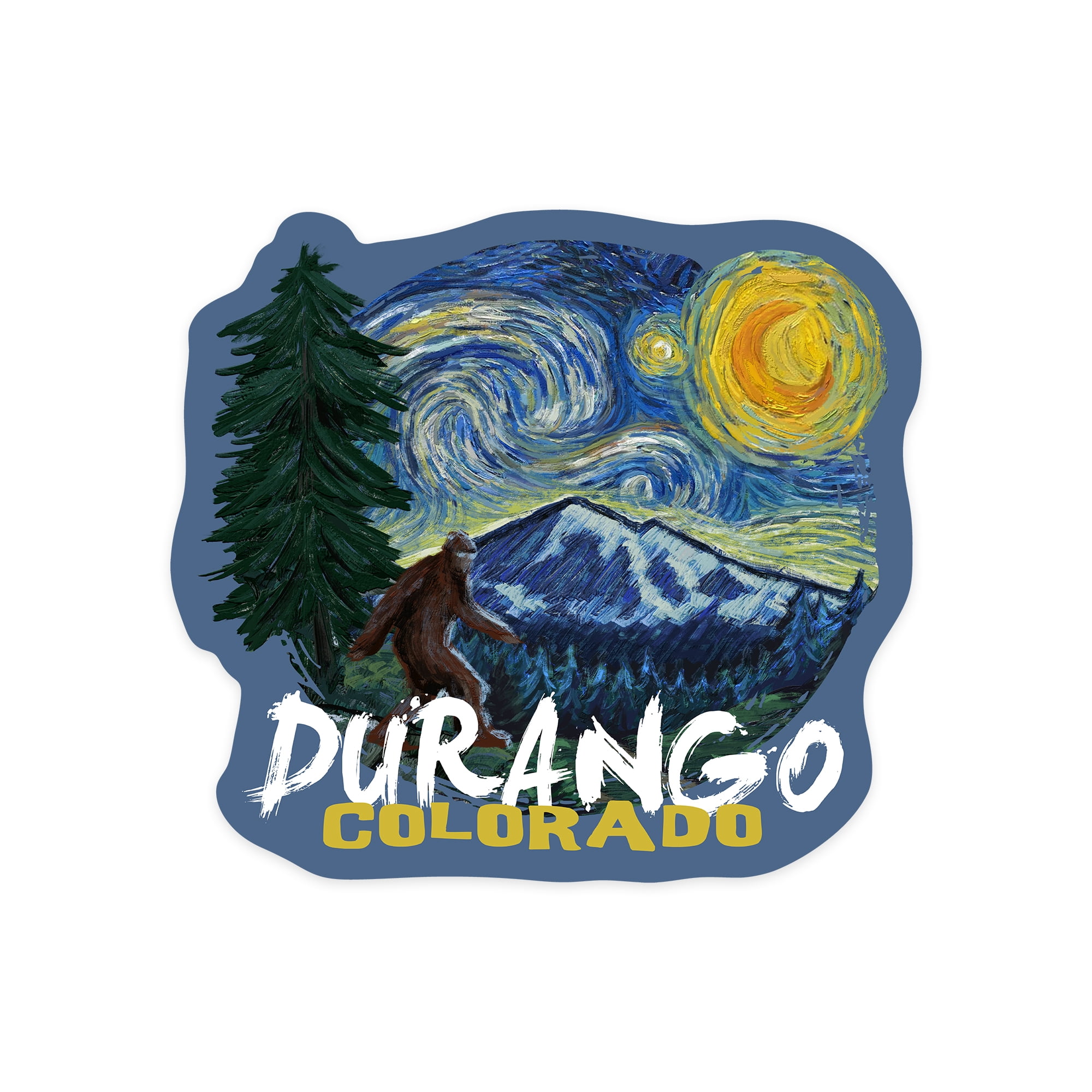 Die Cut Sticker Durango, Colorado, Bigfoot, Starry Night, Contour Vinyl ...