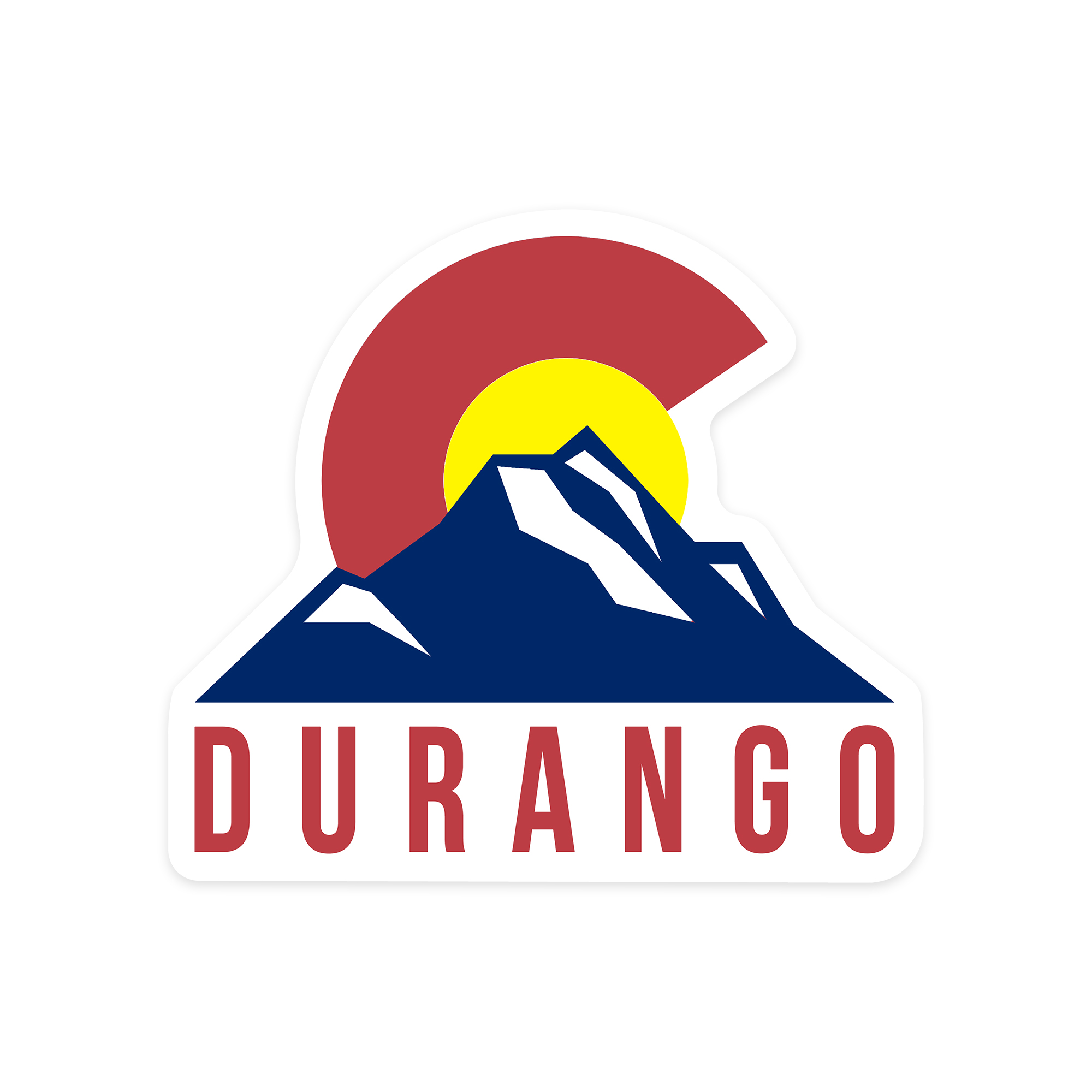 Die Cut Sticker Durango, Colorado, Colorado Flag and Mountain, Contour ...