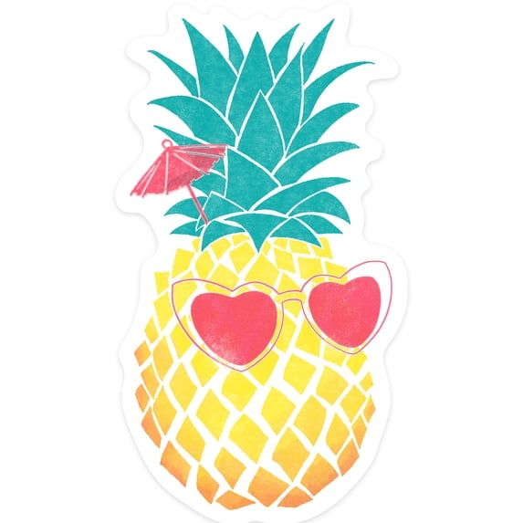 Die Cut Sticker Florida, Pineapple, Tropicool, Watercolor Print Vinyl Sticker 1 to 3 inches (Waterproof Decal for Cars, Water Bottles, Laptops, Coolers), Small