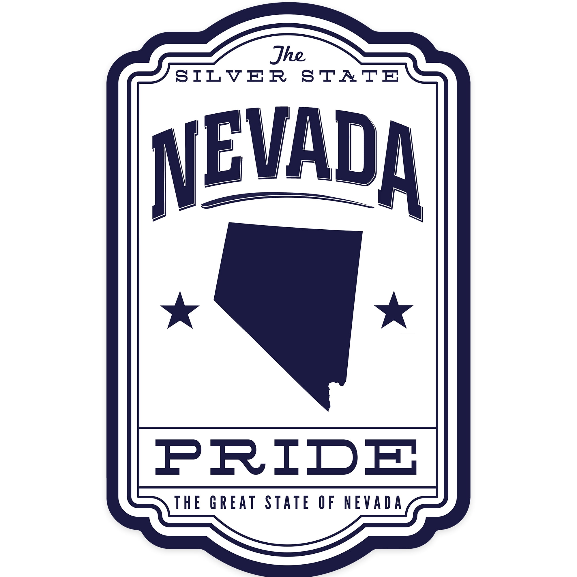 Die Cut Sticker Nevada, State Pride, Blue on White, Contour Vinyl ...