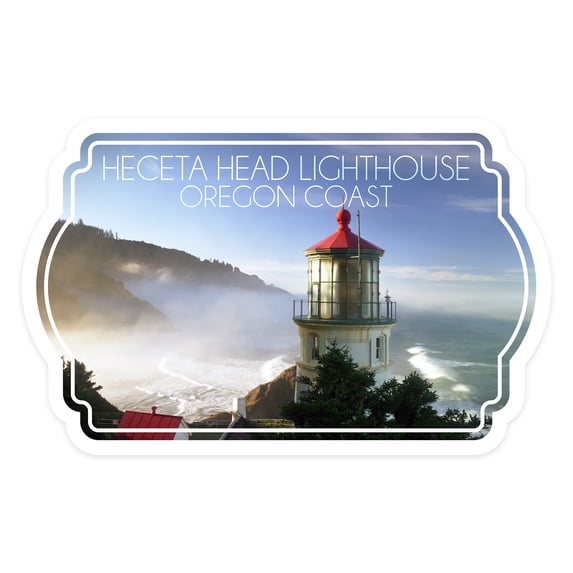 Die Cut Sticker Oregon Coast, Heceta Head Lighthouse, Contour Vinyl Sticker 1 to 3 inches (Waterproof Decal for Cars, Water Bottles, Laptops, Coolers), Small