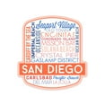 thumbnail image 1 of Die Cut Sticker San Diego, California, Typography, Contour Vinyl Sticker 3 to 6 inches, (Waterproof Decal for Cars, Water Bottles, Laptops, Coolers), Large, 1 of 5