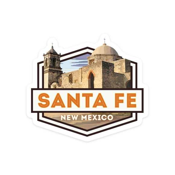 Die Cut Sticker Santa Fe, New Mexico, Spanish Mission, Contour Vinyl Sticker 1 to 3 inches (Waterproof Decal for Cars, Water Bottles, Laptops, Coolers), Small