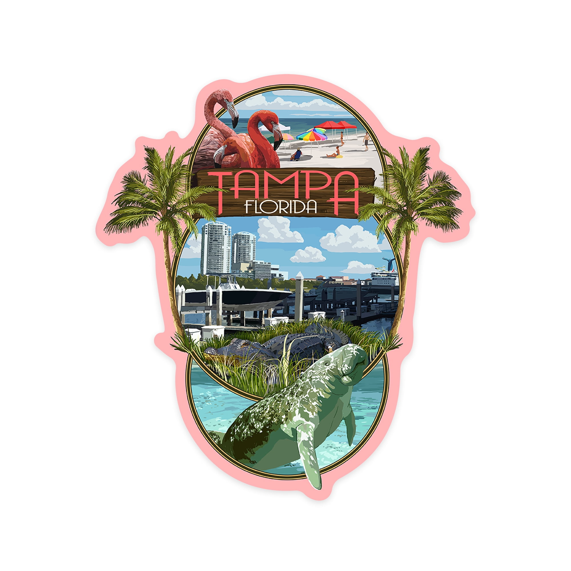 Die Cut Sticker Tampa, Florida, Montage, Contour Vinyl Sticker 3 to 6 ...