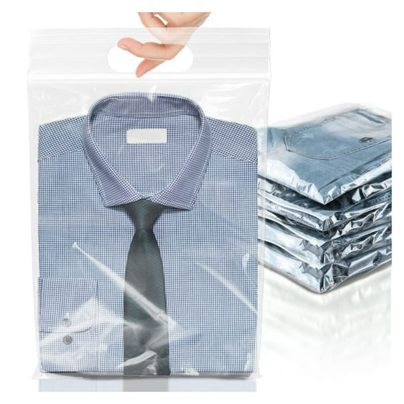 Die Cut Zipper Bags 13 x 15 Inch - 50 Pack Clear Resealable Poly Bags for Clothes, Storage & Shipping