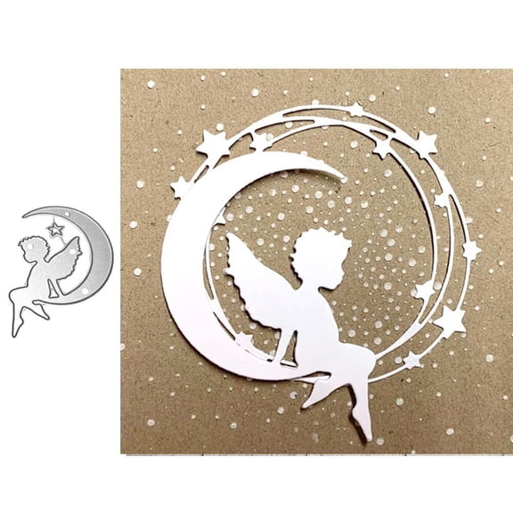 Die Cuts for Card Making, Ouginx Angel on Moon Metal Cutting Dies DIY Die Cutters Die Stencils for Scrapbooking Photo Album Decorative Embossing DIY Paper Card Gift Tags