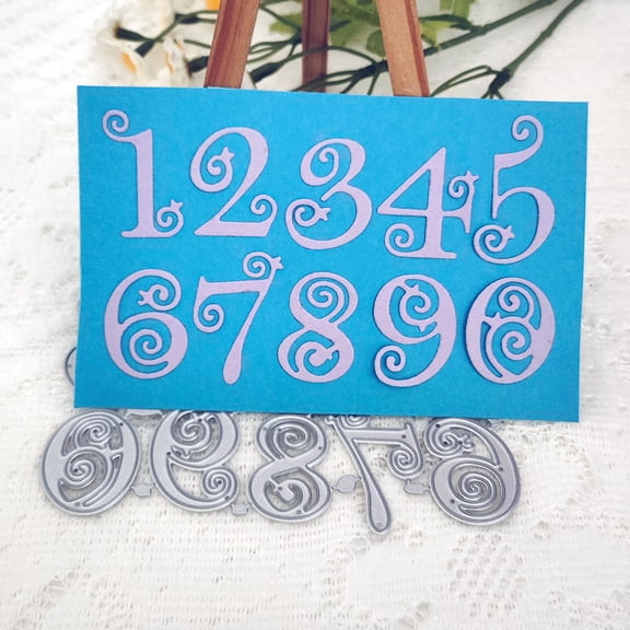 Die Cuts for Card Making, Ouginx 0-9 Lace Numbers Digits Metal Cutting Dies DIY Die Cutters Die Stencils for Scrapbooking, Embossing & More