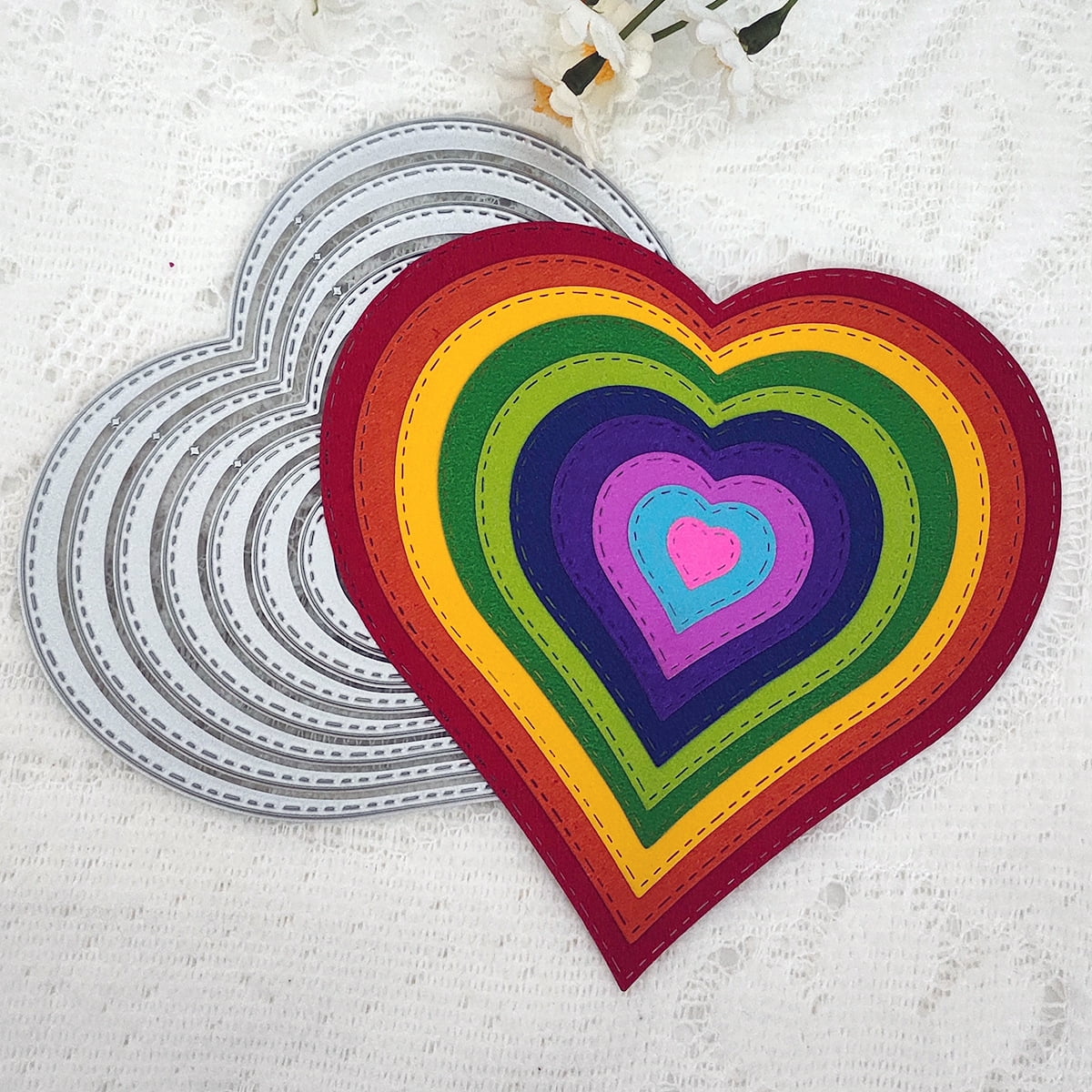 Die Cuts for Card Making, Ouginx 10Pcs Heart Sewing Thread Frame Metal ...