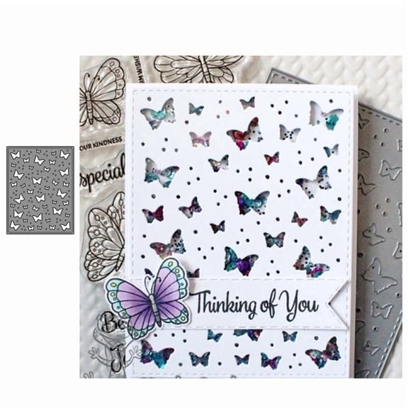 Die Cuts for Card Making, Ouginx Butterfly Background Metal Cutting Dies DIY Die Cutters Die Stencils for Scrapbooking, Embossing & More
