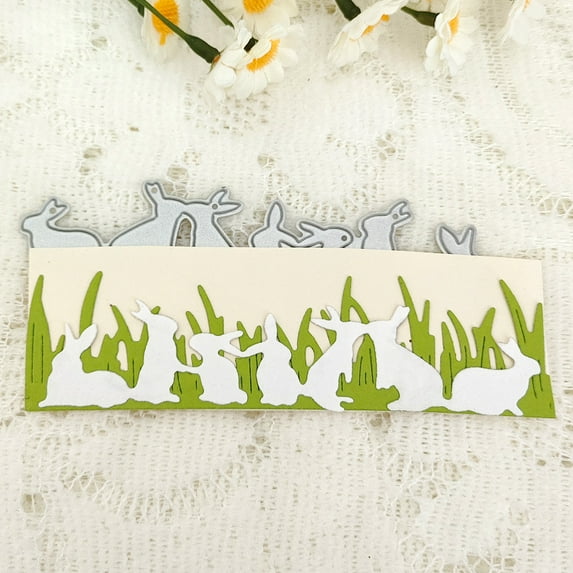 Die Cuts for Card Making, Ouginx Easter Rabbit Strip Metal Cutting Dies DIY Die Cutters Die Stencils for Scrapbooking, Embossing & More