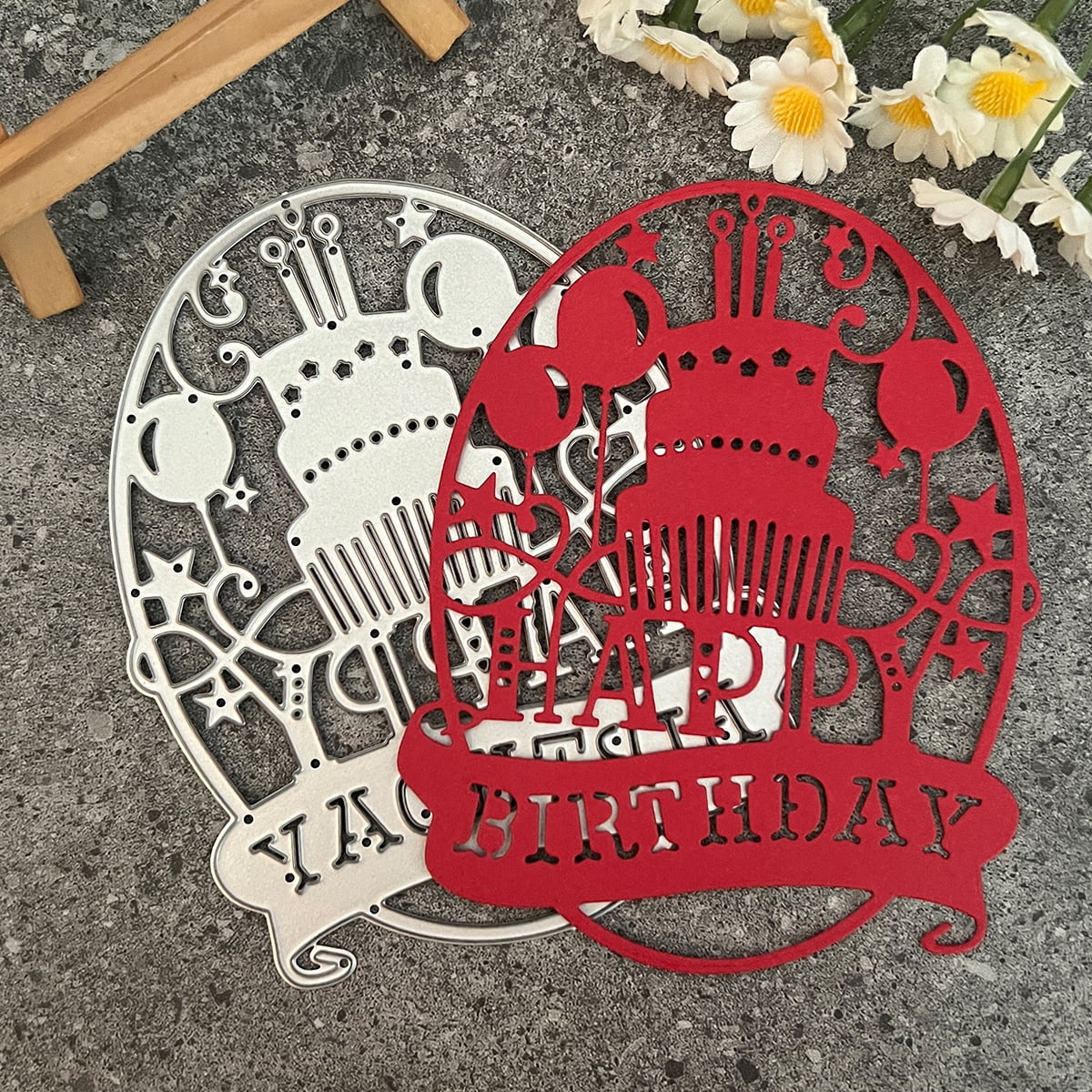 Die Cuts for Card Making, Ouginx Happy Birthday Cake Metal Cutting Dies ...
