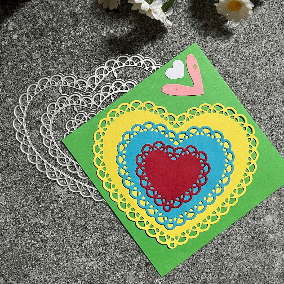 Die Cuts for Card Making, Ouginx Lace Heart Frame Metal Cutting Dies ...