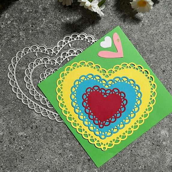 Die Cuts for Card Making, Ouginx Lace Heart Frame Metal Cutting Dies DIY Die Cutters Die Stencils for Scrapbooking, Embossing & More