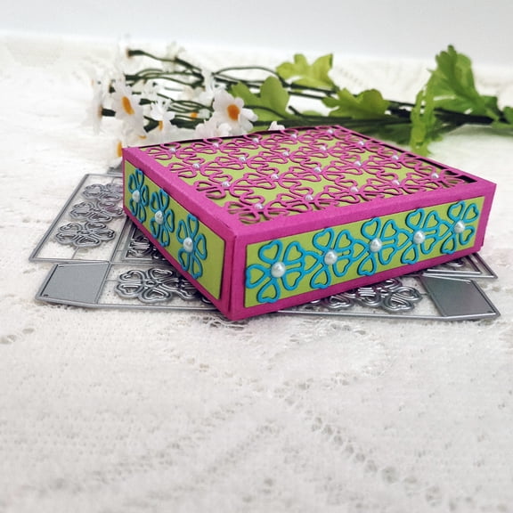 Die Cuts for Card Making, Ouginx Lovely Flower Gift Box Metal Cutting Dies DIY Die Cutters Die Stencils for Scrapbooking, Embossing & More