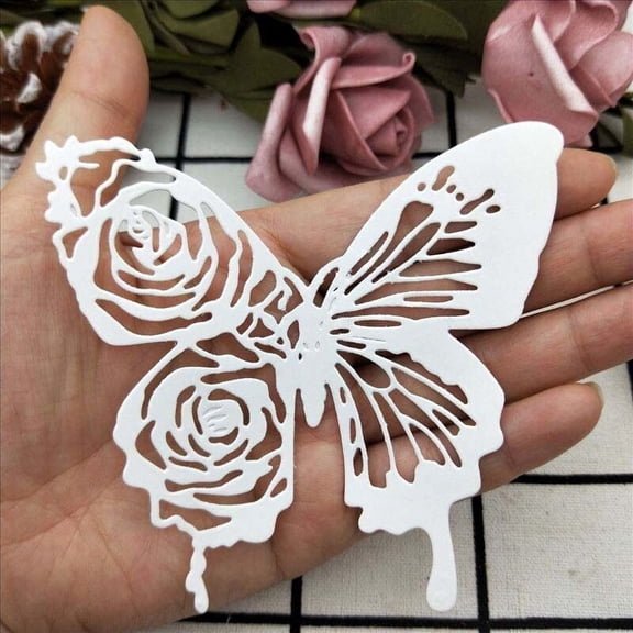 Die Cuts for Card Making, Ouginx Rose Edge Butterfly Metal Cutting Dies DIY Die Cutters Die Stencils for Scrapbooking, Embossing & More
