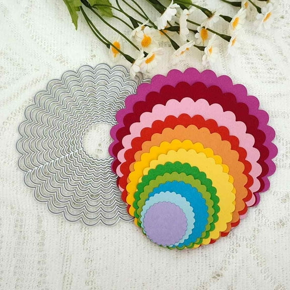 Die Cuts for Card Making, Ouginx Scallop Circle Border Frame Metal Cutting Dies DIY Die Cutters Die Stencils for Scrapbooking, Embossing & More