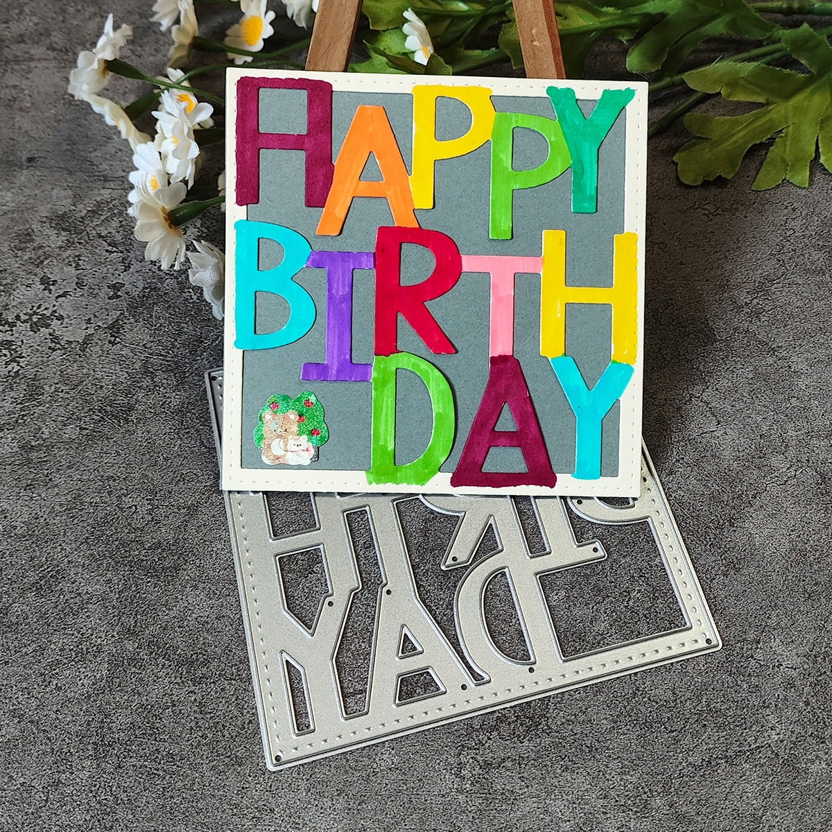 Die Cuts for Card Making, Ouginx Square Happy Birthday Metal Cutting ...