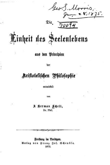 Die Einheit des Seelenlebens aus den Principien der aristotelischen Philosophie (Paperback)