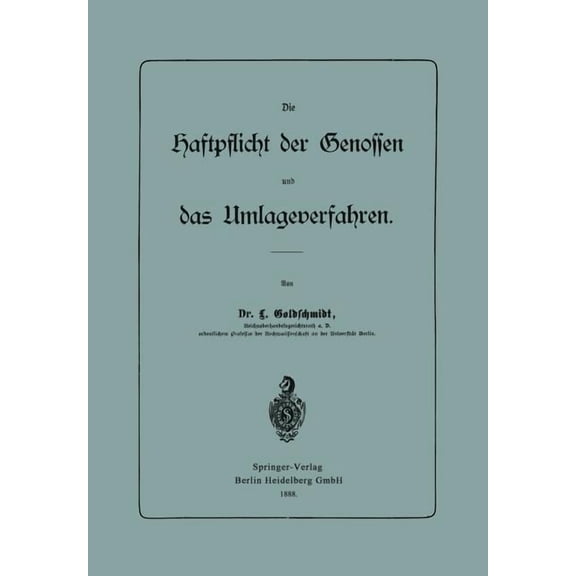 Die Haftpflicht Der Genossen Und Das Umlageverfahren, (Paperback)