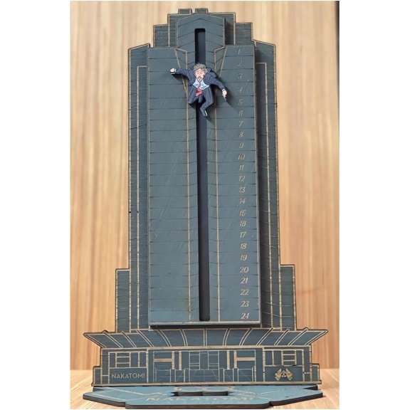 Die Hard Advent Calendar - Hans Gruber Falling off off Nakatomi Plaza, 2024 New Halloween Christmas Advent Calendars, Wooden Christmas Calendar Countdown Advent for Adult Boys Girls (Blue- A)