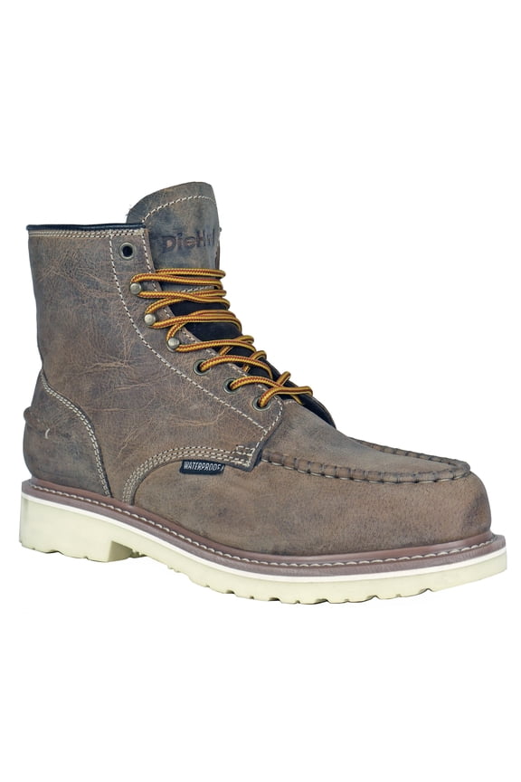 Men’s Soft Toe Waterproof Work Boot Slip Resistant EH Monte Distressed Brown