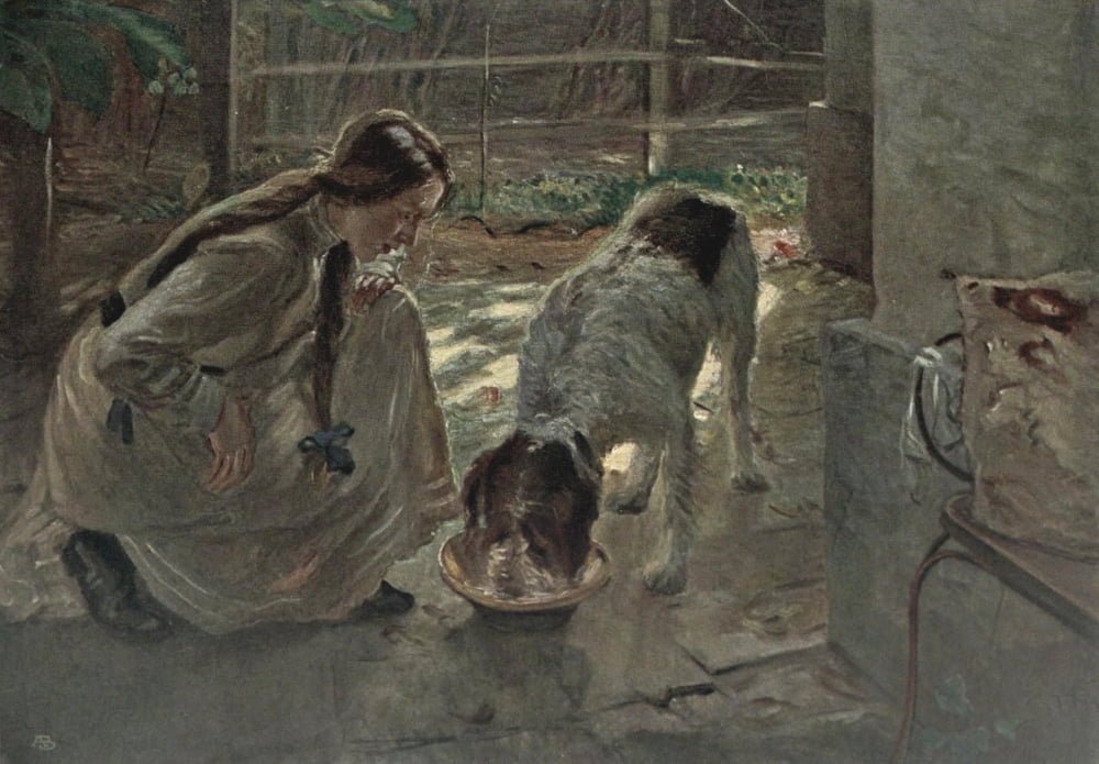 Die Kunst 1908 Pet feeding Canvas Art - Fritz von Uhde (24 x 36)