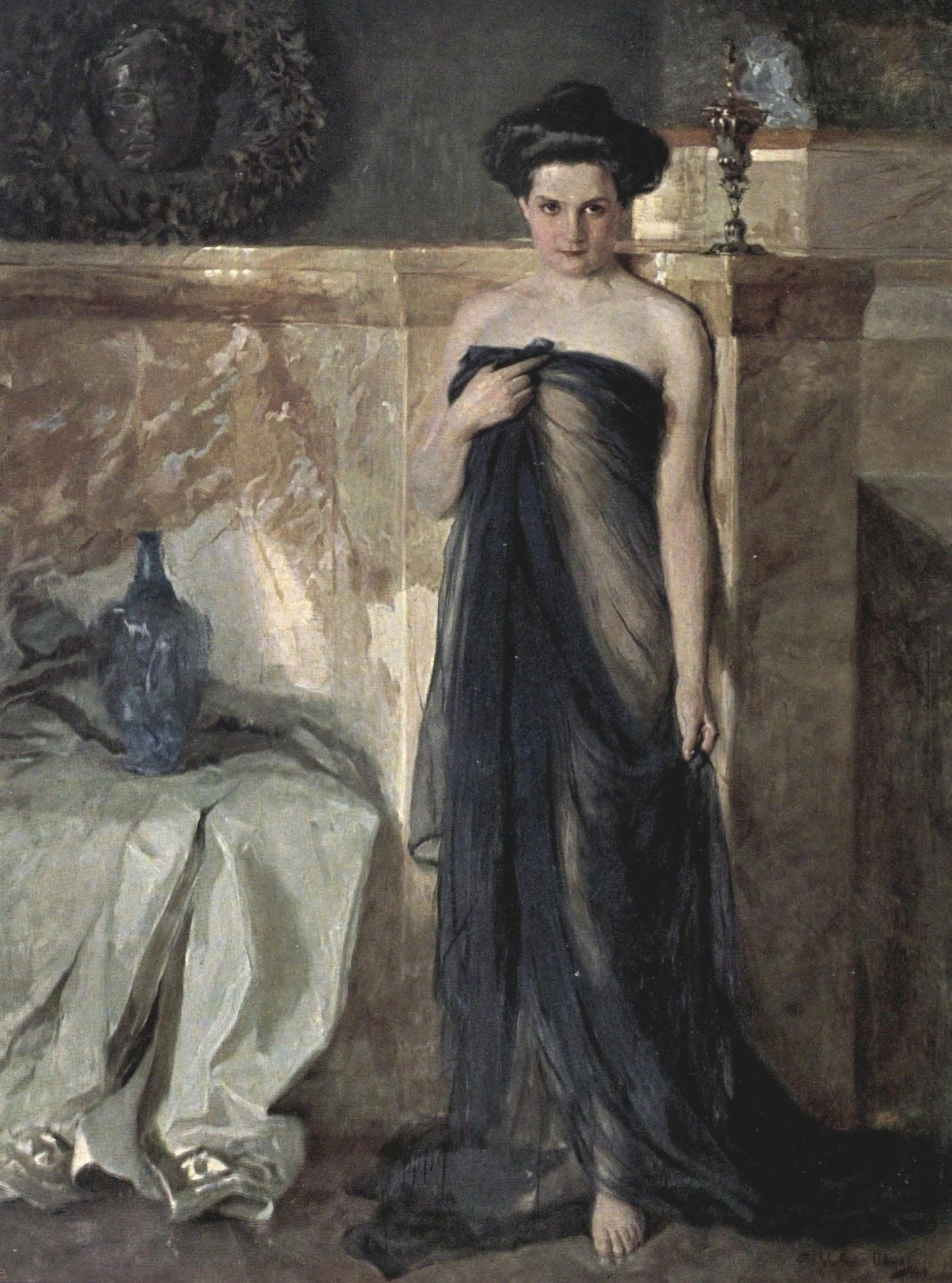 Die Kunst 29 1908 Woman in sheer black Canvas Art - John Quincy Adams (18 x 24)