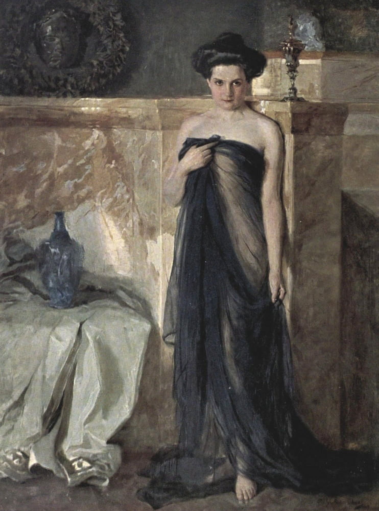 Die Kunst 29 1908 Woman in sheer black Canvas Art - John Quincy Adams (24 x 36)