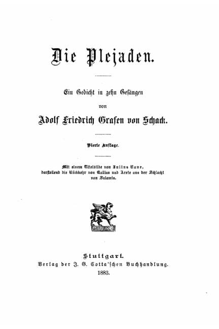 Die Plejaden, ein Gedicht in zehn GesÃ¤ngen, (Paperback)