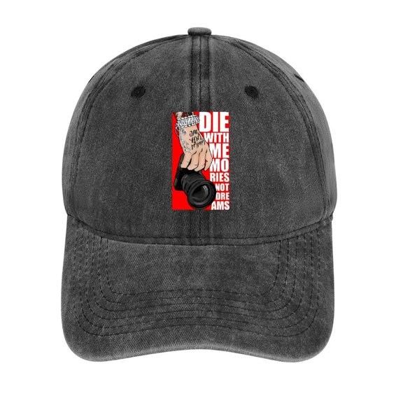 Die With Memories, Not Dreams Charcoal Hat Adjustable Funny Fashion Unisex Baseball Cap for Men Women
