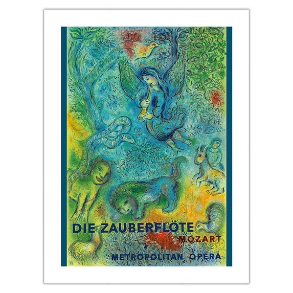 Die Zauberflöte (The Magic Flute) - Mozart - Metropolitan Opera - Vintage Advertising Poster by Marc Chagall c.1966 - Bamboo Fine Art 290gsm Paper Print (Unframed) 18x24in