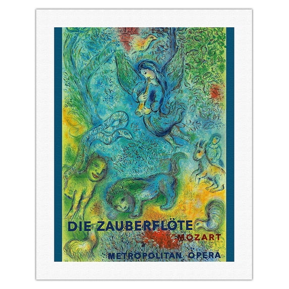 Die Zauberflöte (The Magic Flute) - Mozart - Metropolitan Opera - Vintage Advertising Poster by Marc Chagall c.1966 - Fine Art Rolled Canvas Print 20in x 26in