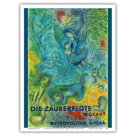 Die Zauberflöte (The Magic Flute) - Mozart - Metropolitan Opera - Vintage Advertising Poster by Marc Chagall c.1966 - Master Art Print (Unframed) 9in x 12in