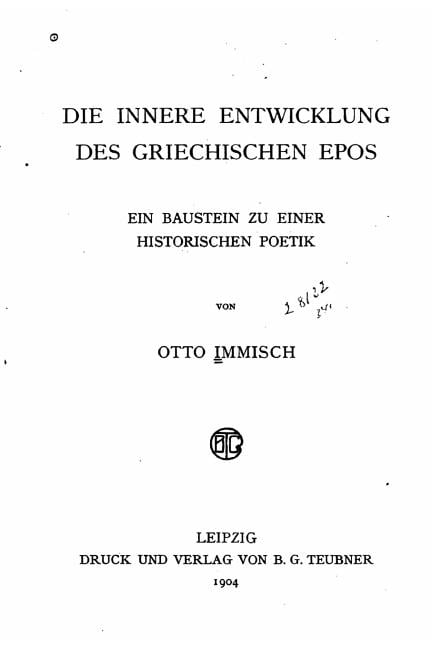 Die innere Entwicklung des griechischen Epos, (Paperback)
