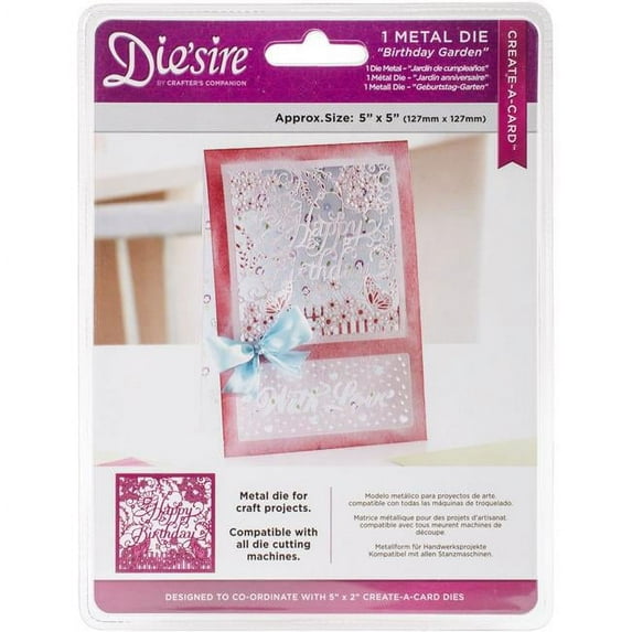 Crafters Companion DSCADBGA 5 x 5 in. Diesire Create-a-Card Metal Die - Birthday Garden