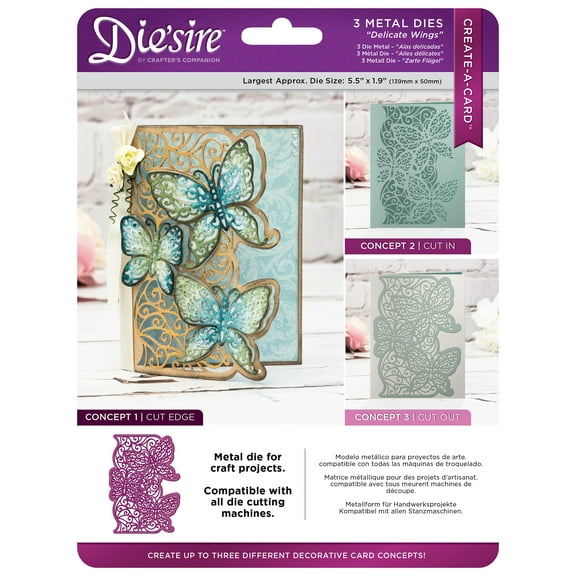 Die'sire Create-A-Card Metal Dies-Delicate Wings