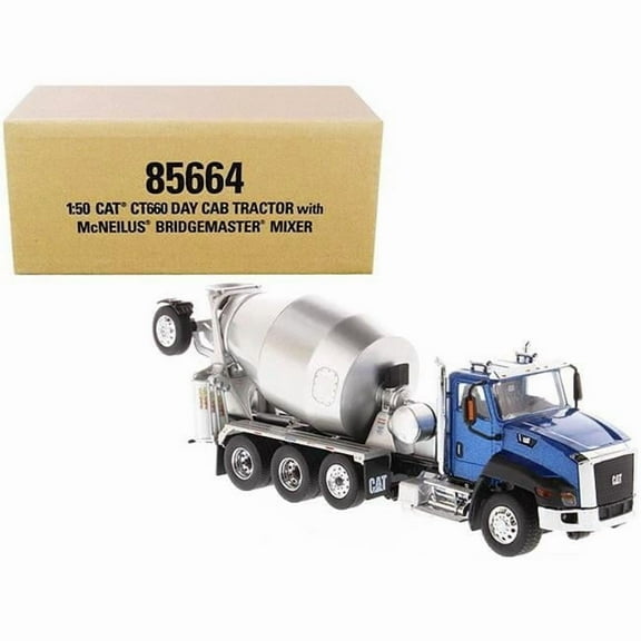 DieCast Masters 85664 1-50 Diecast Model for CAT Caterpillar CT660 Day Cab Tractor with McNeilus Concrete Mixer Truck Blue Metallic